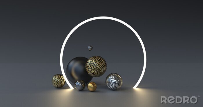 Tableau  Sphères 3D sur une composition moderne