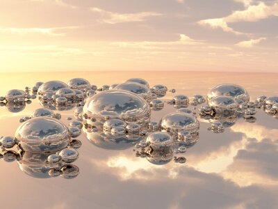 Sphères brillantes dans les nuages