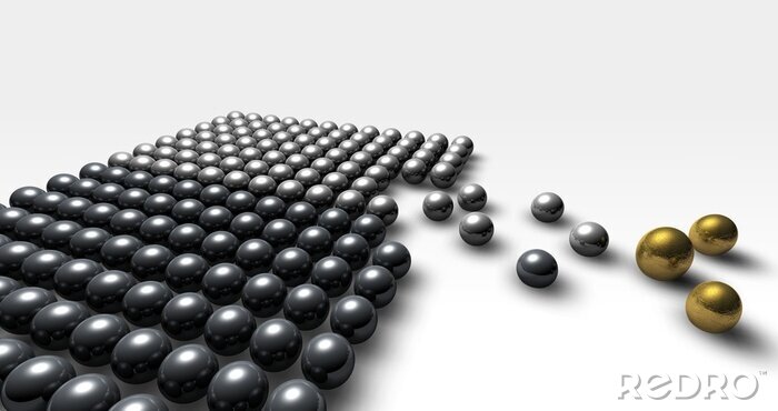 Tableau  Sphères jaunes et métalliques