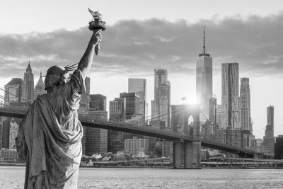 Papier peint  Statue Liberty noir et blanc