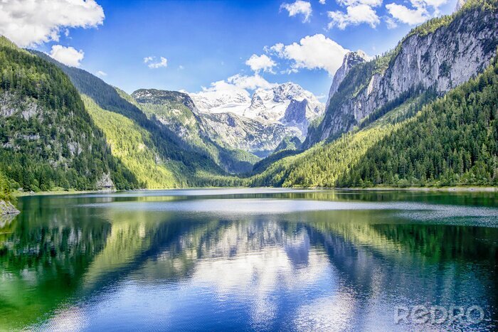 Tableau  Surface du lac et montagnes