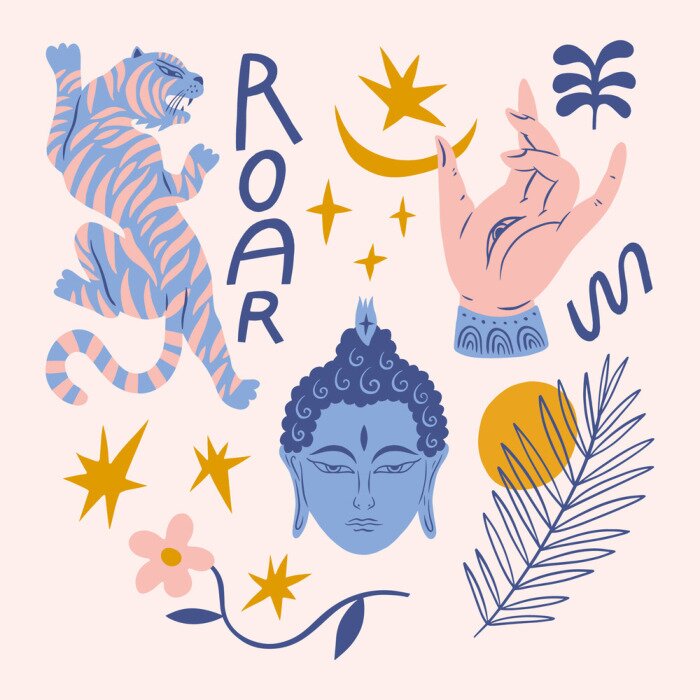 Tableau  Symboles faisant allusion au bouddhisme