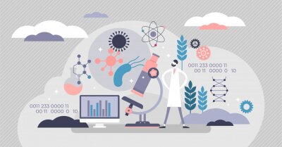 Tableau  Synthetic biology concept, flat tiny persons vector illustration