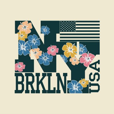 Tableau  T-shirt New York, lettres florales