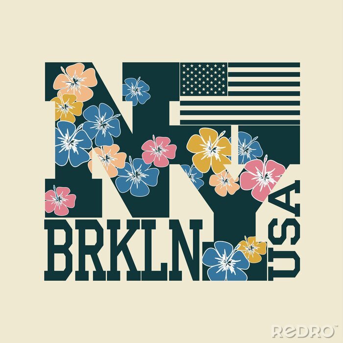 Tableau  T-shirt New York, lettres florales