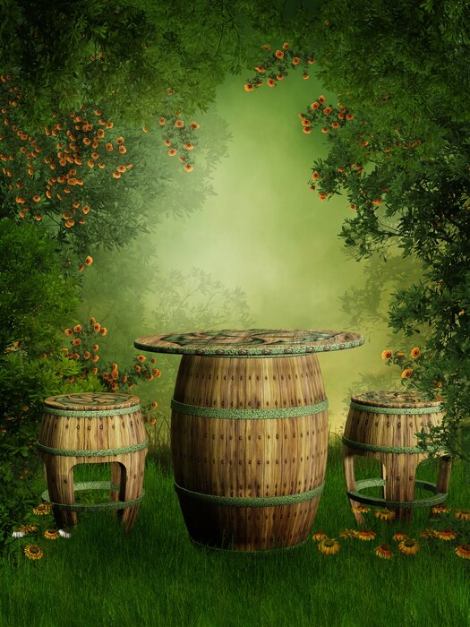 Tableau  Table de pique-nique dans le jardin