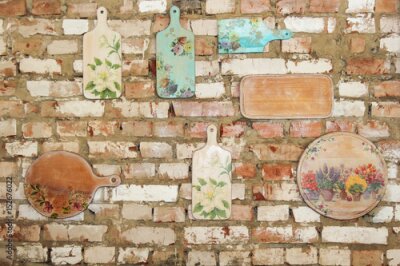 Tableau  Tableaux peints sur un mur de briques
