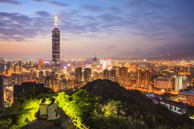 Tableau  Taipei, Taiwan, ville, Horizon, crépuscule.