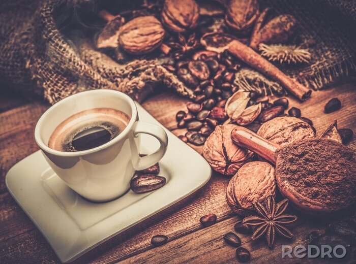 Tableau  Tasse de café et noix