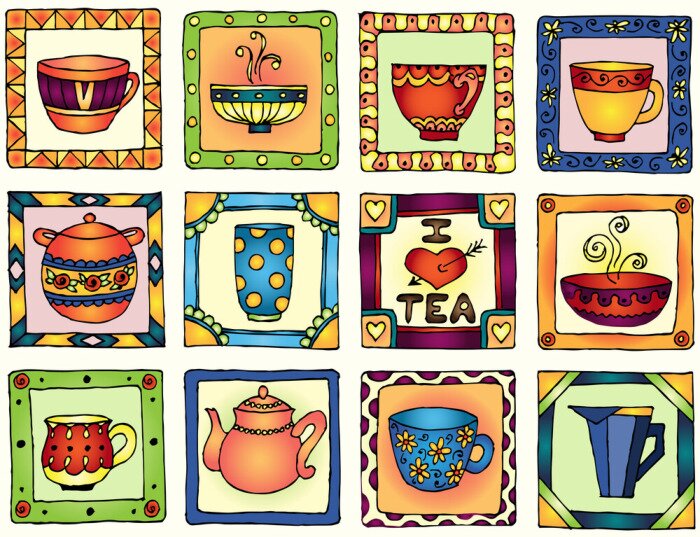 Tableau  Tasses aux couleurs rétro