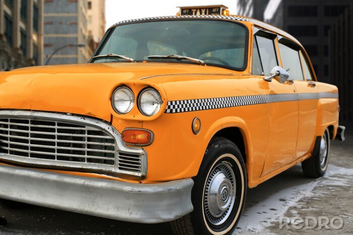 Tableau  Taxi jaune rétro