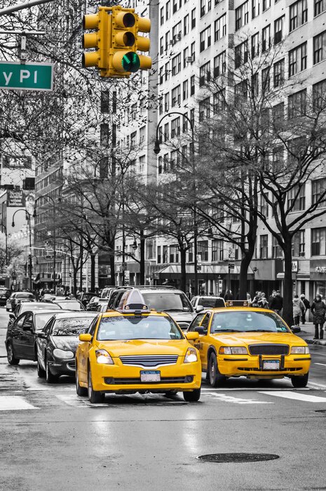 Tableau  Taxis à New York en hiver