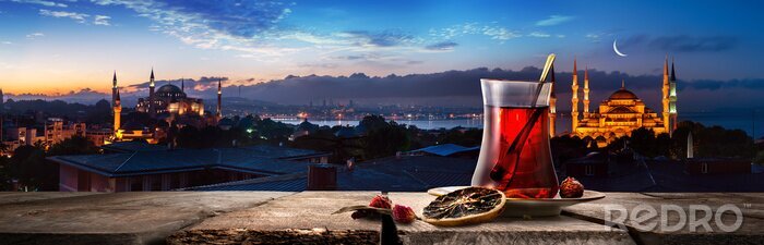 Tableau  Tea and panorama of Istanbul