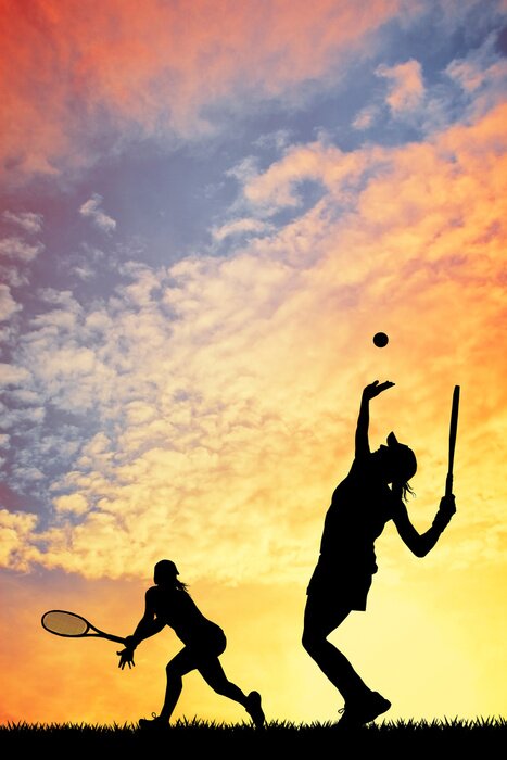 Tableau  Tennis au coucher du soleil