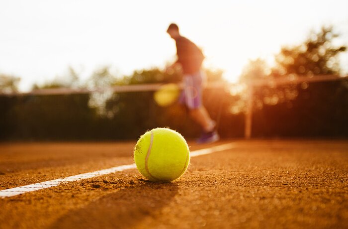 Tableau  Tennis, balle, silhouette, joueur, argile, tribunal