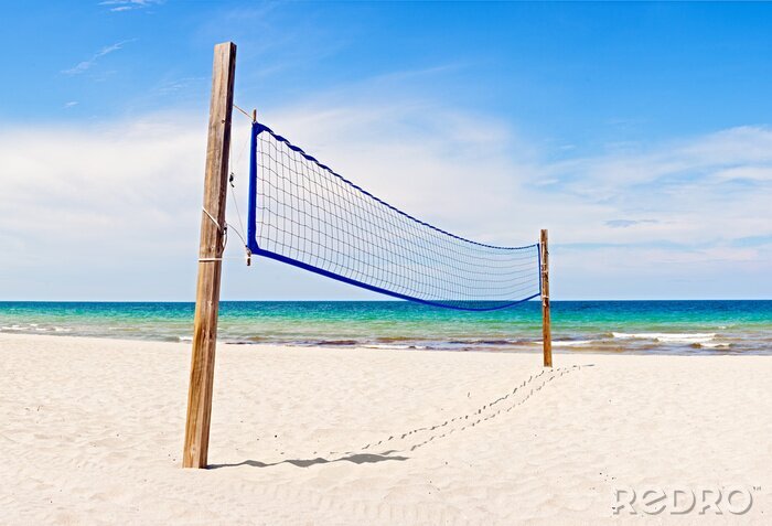 Tableau  Terrain de volleyball de plage et nette à Miami en Floride sur une belle journée d'été ensoleillée