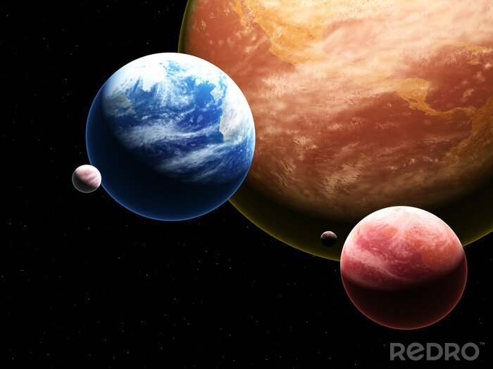 Tableau  Terre avec des planètes