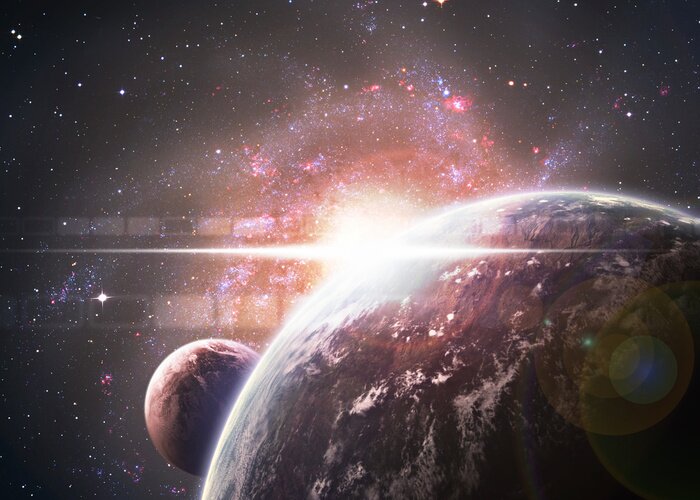 Tableau  Terre et galaxie