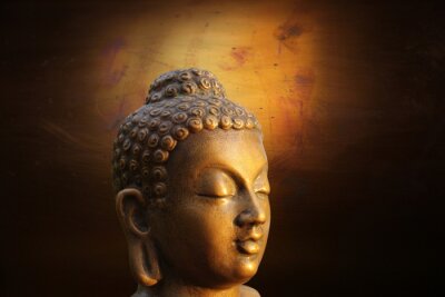 Tête de Budha sur fond doré