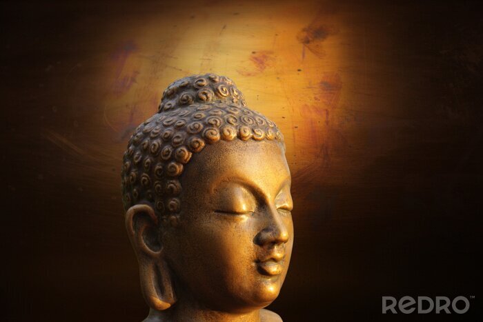 Tableau  Tête de Budha sur fond doré