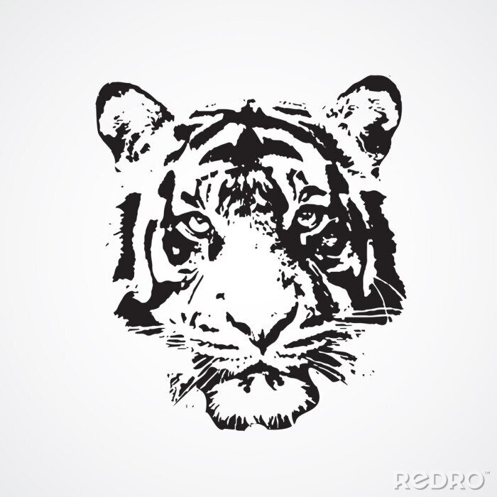 Tableau  Tête de tigre portrait noir et blanc