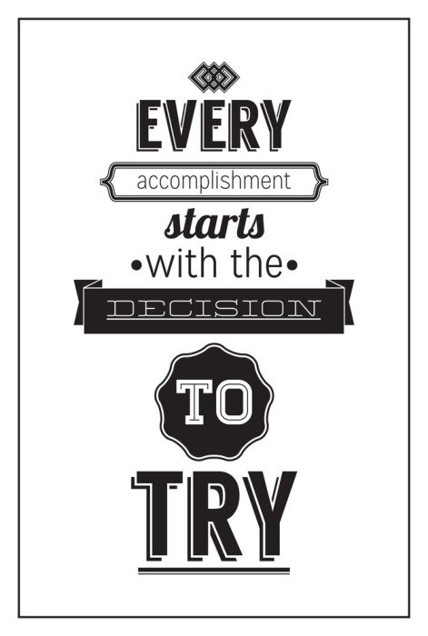 Tableau  Texte de motivation noir et blanc