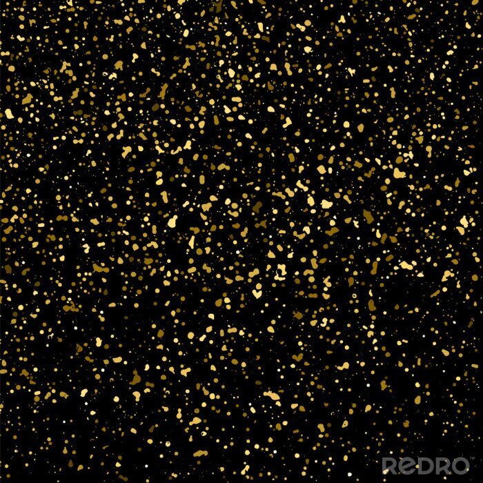 Tableau  Texture de paillettes d'or sur un fond noir. Golden explosion de confettis. Grenat doré texture abstraite sur un fond noir. Élément de conception. Vector illustration, eps 10.