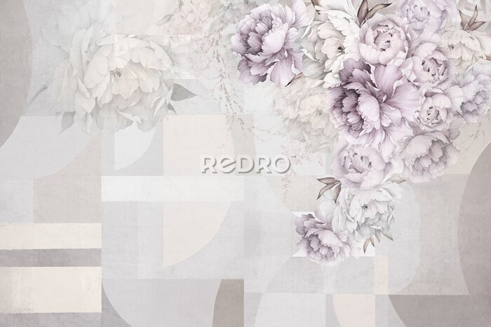 Tableau  Texture géométrique avec des pivoines