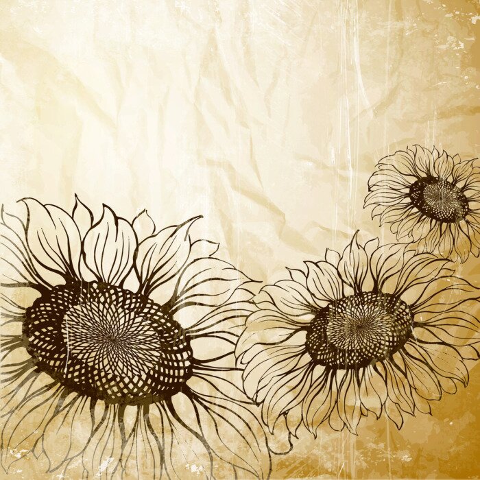 Tableau  Texture vieillie avec des tournesols