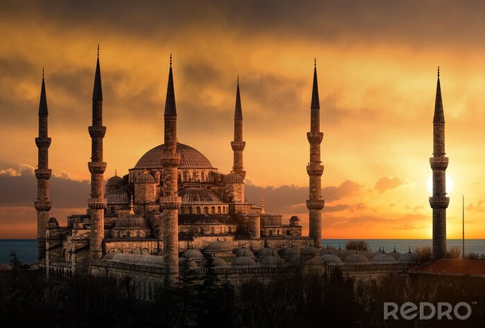 Tableau  The Blue Mosque in Istanbul during sunset
