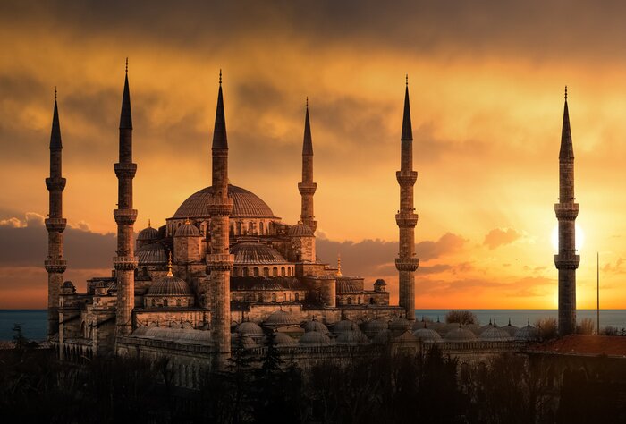Tableau  The Blue Mosque in Istanbul during sunset