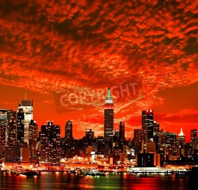 Tableau  The New York City midtown skyline at sunrise