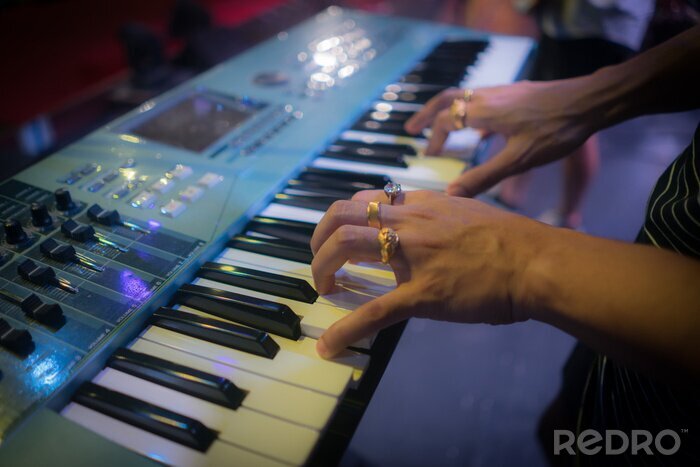 Tableau  The pianist hand on electric piano