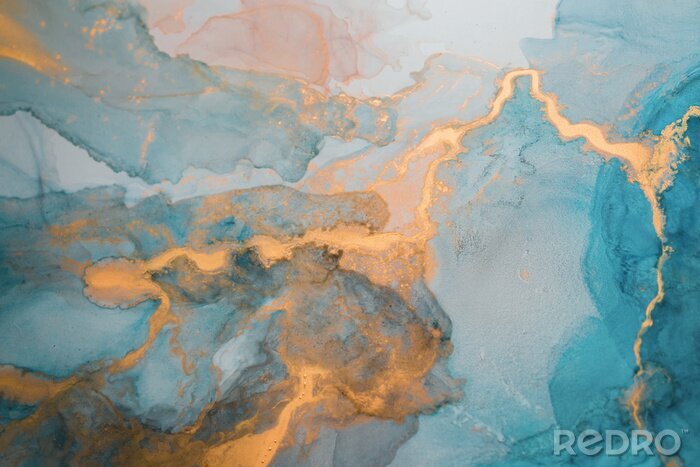 Tableau  The picture is painted in alcohol ink. Creative abstract artwork made with translucent ink colors. Trendy wallpaper. Abstract painting, can be used as a background for wallpapers, posters, websites.