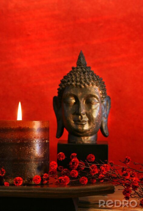 Tableau  Thème asiatique avec des bougies et tête de bouddha