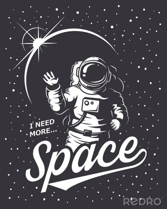 Tableau  Thème typographique avec un astronaute