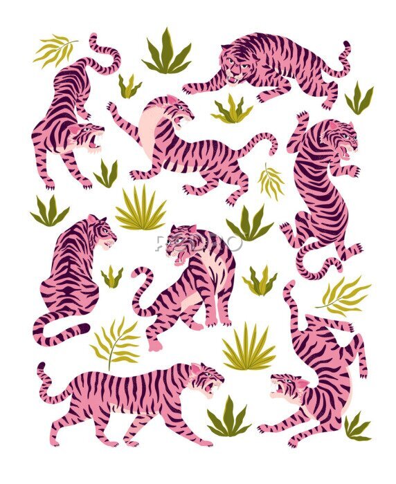 Tableau  Tigres roses