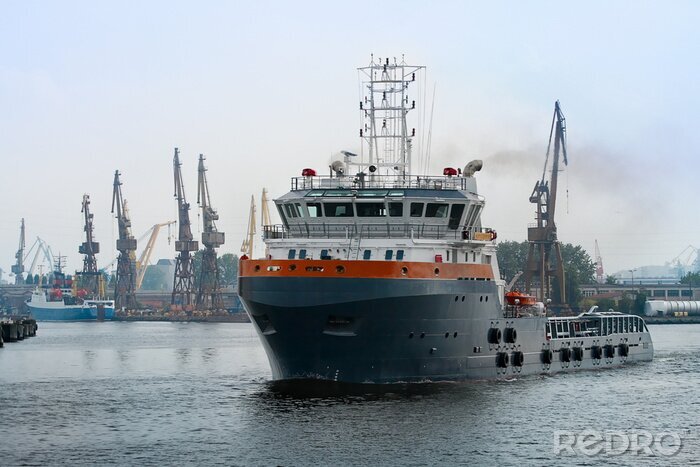 Tableau  Tirez bateau chantier naval sortie