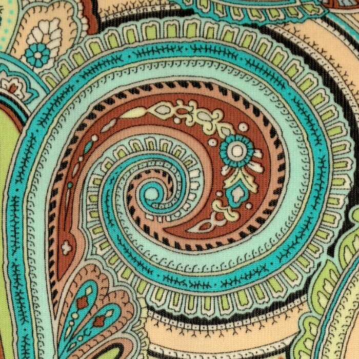 Tableau  tissu vintage coloré de bleu et de brun imprimé cachemire