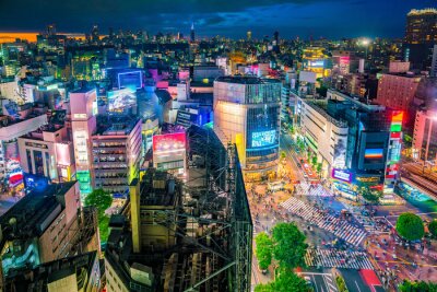 Tableau  Tokyo la nuit au carrefour