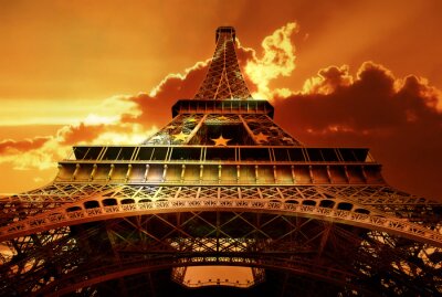 Tableau  Tour Eiffel au coucher du soleil