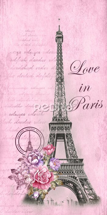 Tableau  Tour Eiffel vintage romantique