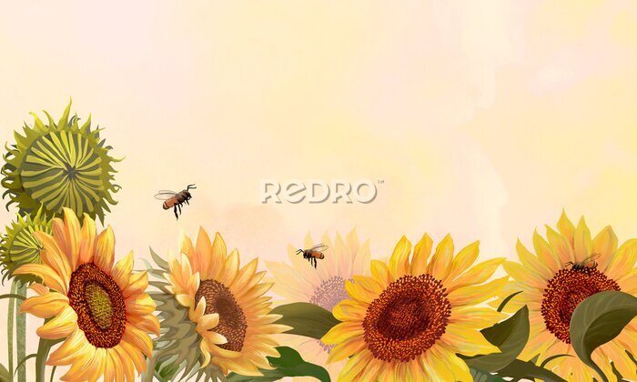 Tableau  Tournesols en fleurs dans le jardin d'été