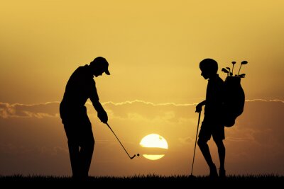 Tableau  Tournoi de golf au coucher du soleil