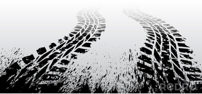 Tableau  Traces de pneus dans la neige