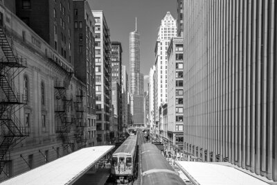 Tableau  Train dans le centre de Chicago IL