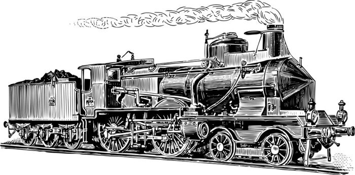 Tableau  Train locomotives style croquis