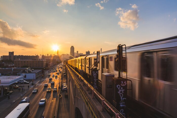 Tableau  Train sur le viaduc le soir