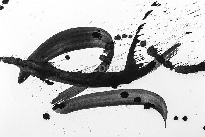 Tableau  Traits de brosses abstraites et éclaboussures de peinture sur papier blanc. Texture d'aquarelle pour un fond d'écran créatif ou un travail d'art design, des couleurs noir et blanc.