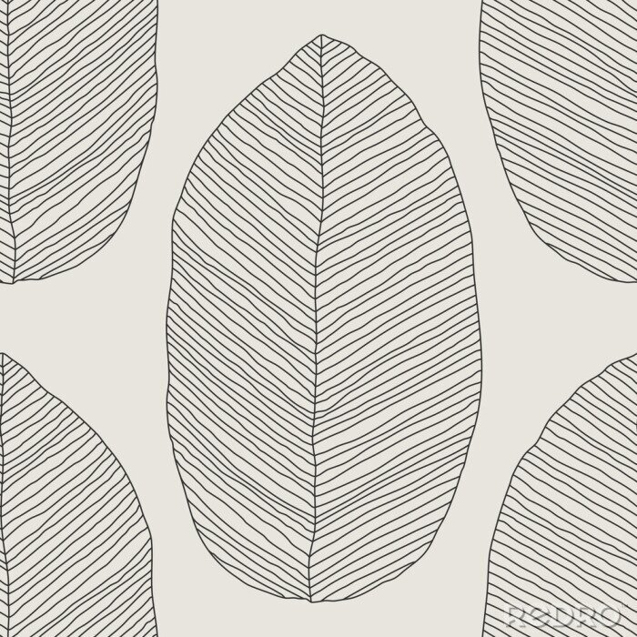 Tableau  Trendy minimalist seamless botanical pattern with line art composition